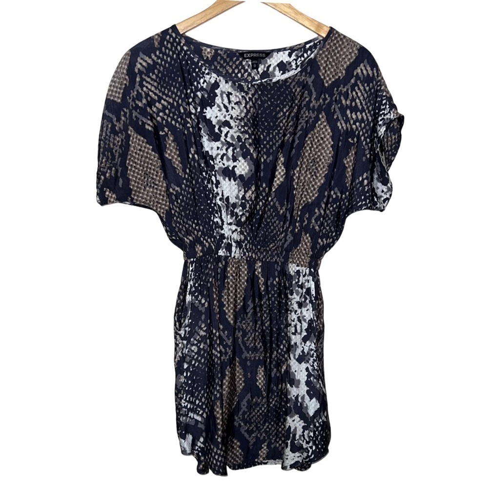 Express Snakeskin Print Cinched Waist Mini Dress Size XS